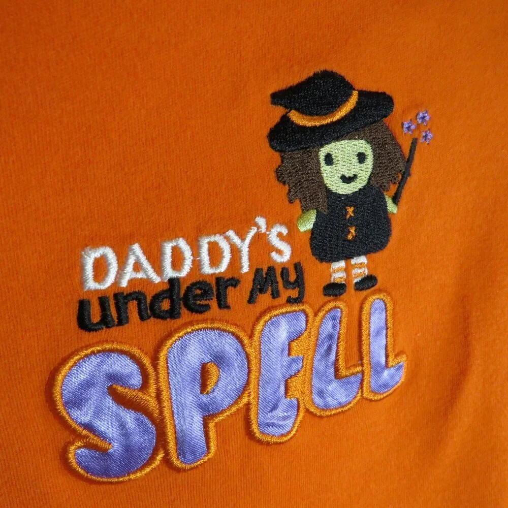 Baby..Daddy's Under My Spell bodysuit Halloween outfit costume embroidered witch